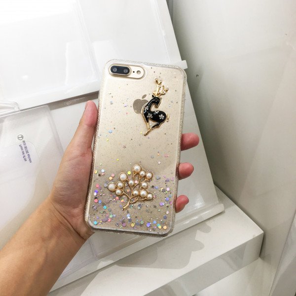 Wholesale iPhone SE 2020 / 8 / 7 3D Deer Crystal Diamond Shiny Case (Silver)